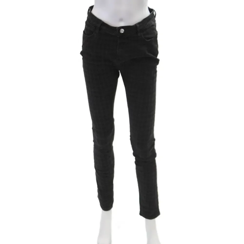 Brockenbow Womens Houndstooth High Rise Skinny Ankle Jeans Black Size 29